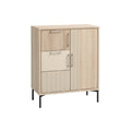 Modern Wooden Cabinet with Textured Doors and Metal Legs